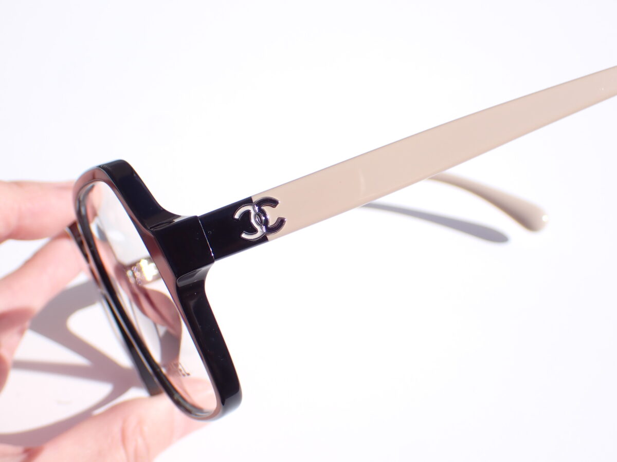 画像 ブラック×ベージュのバイカラー切り返しテンプル|CHANEL(シャネル) 3473A-CHANEL