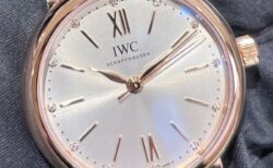 【IWC】上品なレッドゴールドケースに12個のダイヤモンドがアワーマーカーとしてきらめきを放つ「ポートフィノ・オートマティック34」