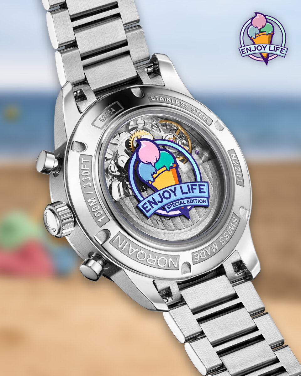 ノルケイン 2025年新作「フリーダム 60 クロノ 40mm エンジョイライフ スペシャルエディション」“Enjoy Life”のポジティブなメッセージ-NORQAIN -NORQAIN_Freedom60_Chrono_40mm_Enjoy_Life_1080x1350_11