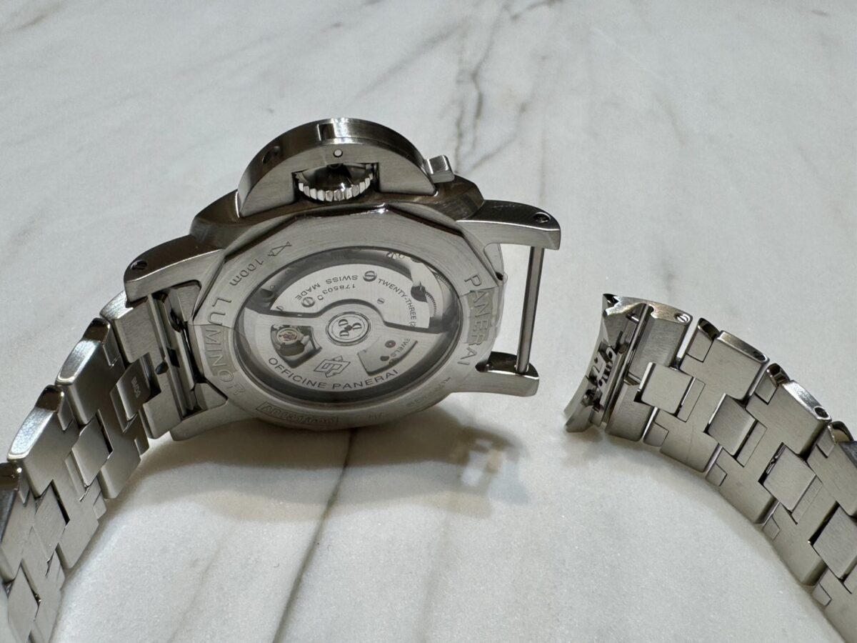 【パネライ】oomiya京都店 初入荷 「ルミノール クアランタ BiTempo」PAM01640/40mmケースに鮮やかなグリーン文字盤のブレスレット装着モデル-PANERAI -S__105242637_0