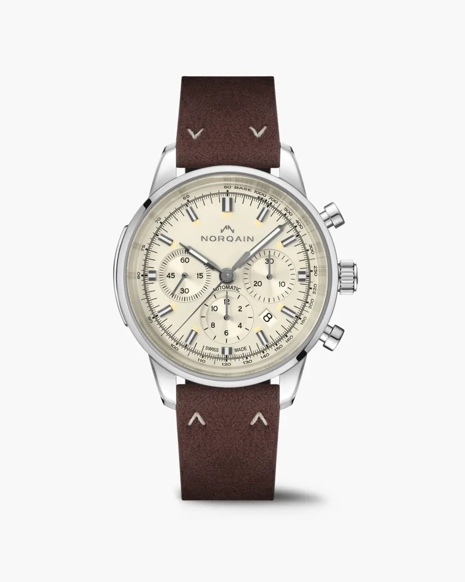 【ノルケイン】価格改定のお知らせ-NORQAIN -N2200S22CC221_Freedom60_Chrono_43mm_Cream_Alcantara_Website_2160x2700_e1ff4566-c983-462a-9d3e-49b5ee4b850f