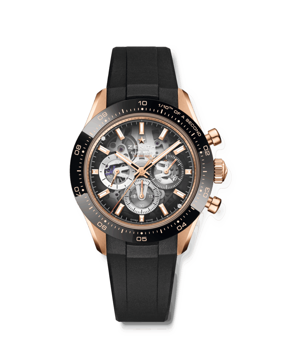 【ゼニス 2026年新作】「クロノマスター スポーツ スケルトン」文字盤カラーに合わせたラバーストラップとフォールディングバックルも付属。ブレスレットのクラスプは容易に微調整可能。-ZENITH -1-SOLDAT-2_CHRONOMASTER-Sport_18-3130-3600-01-R951_4x5