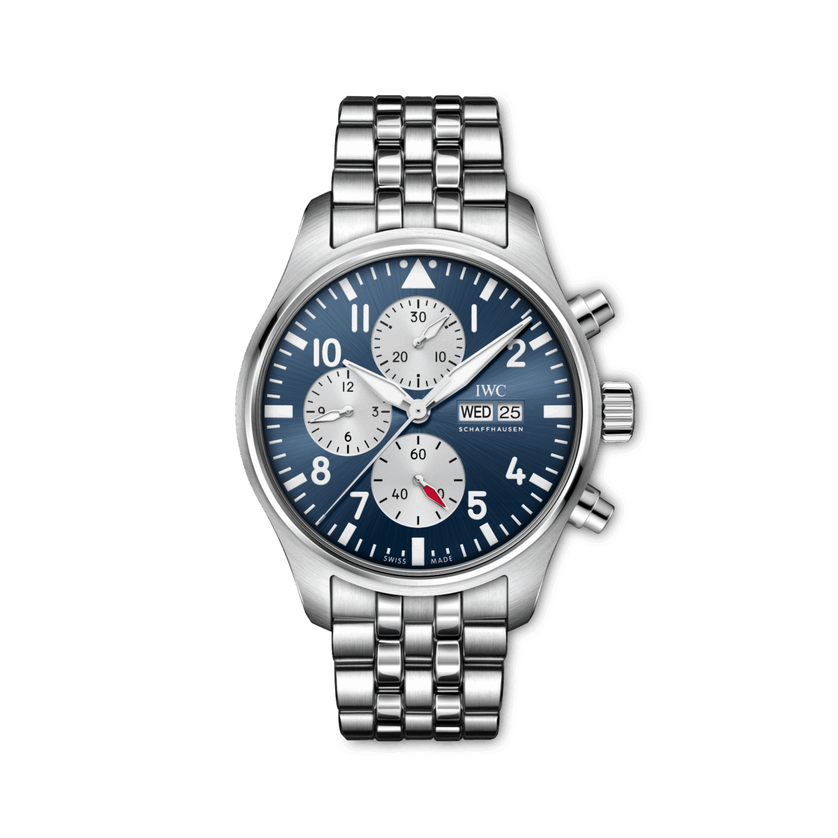 【IWC】2026年新作“限定”モデル「パイロット・ウォッチ・クロノグラフ・ローレウス」　ブルー×ホワイトの特別な組み合わせは1000本のみ生産-IWC -IW378007_Front